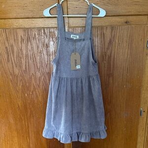 Listicle Lilac Corduroy Pinafore Dress with Ruffle Hem